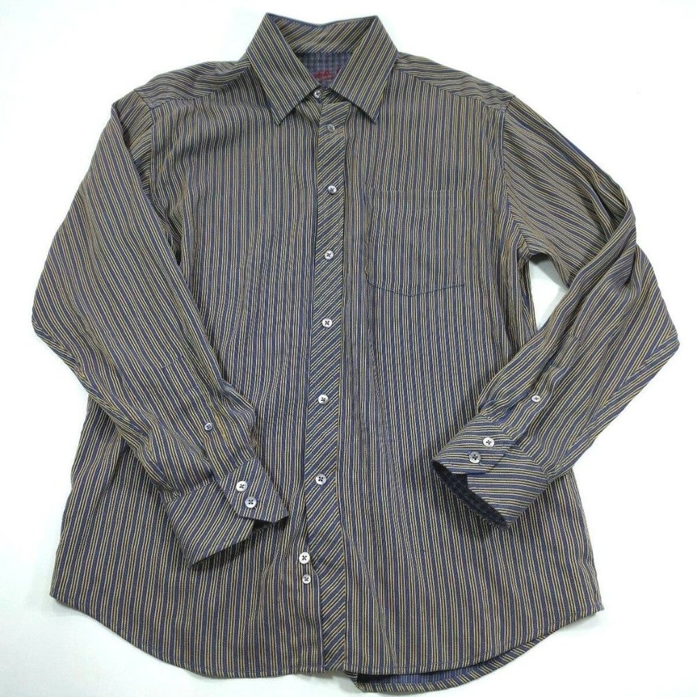 BUGATCHI UOMO Purple and Gold Striped Size M LS